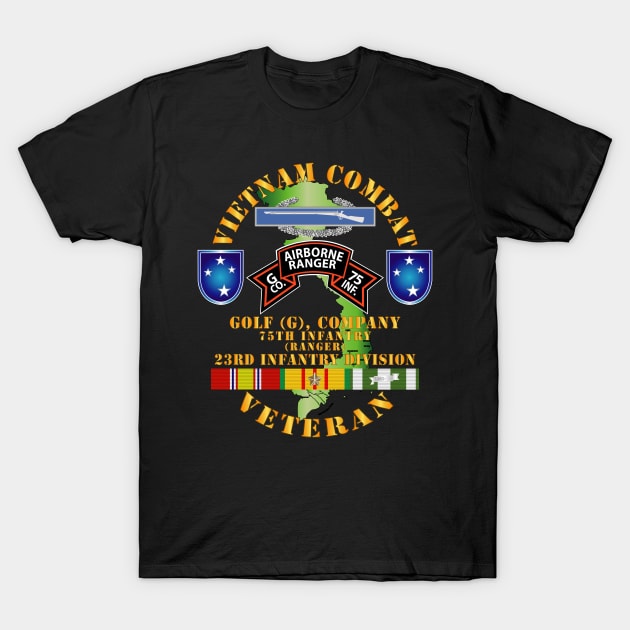 Vietnam Combat Vet - G Co 75th Infantry (Ranger) - 23rd ID SSI T-Shirt by twix123844